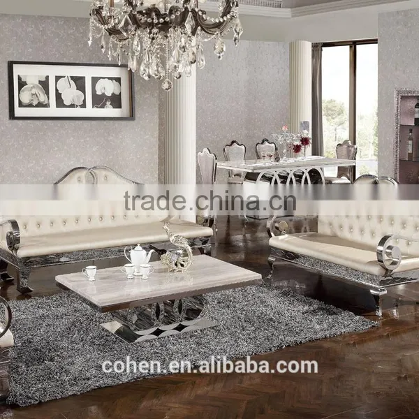 Foshan Factory Stainless Steel Tea/coffee/center Table Furniture With Marble Top photo-2
