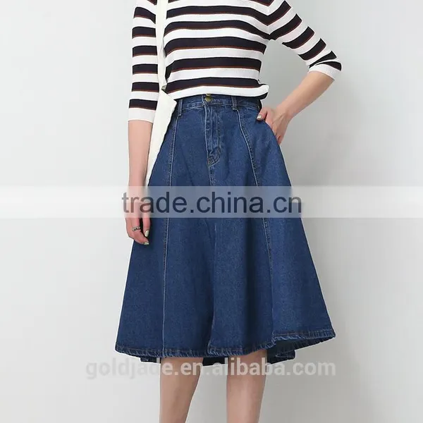 Wholesale Custom Long Denim Skirts Blue Jean Skirts for Women photo-5