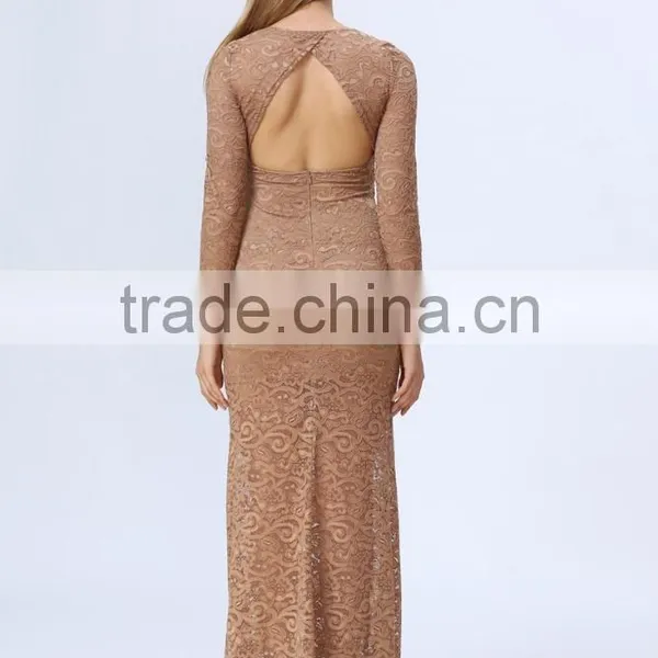 Sexy Women V-neck Cutout Back Side Split Slim Lace Maxi Dress Wholesale photo-2