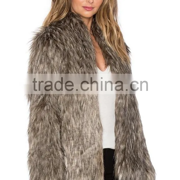 Hot Sale Women Cheap Fashion Pattern Faux Fur Coats Made in China photo-2