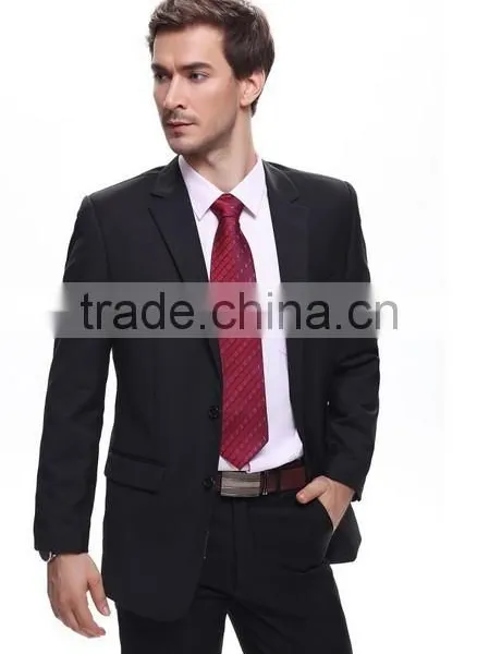 Latest Design Custom Made Black Wool Coat Pant Mens Suit photo-3