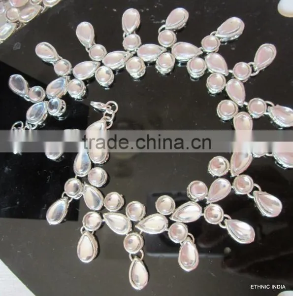 PAYAL Anklets Pair KUNDAN SILVER TONE photo-2
