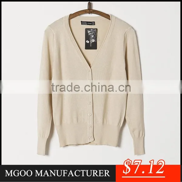 MGOO 2016 New Arrival Wine Red Cashmere Cardigan Plain Cotton Women Sweaters Buttons Up Brand photo-4