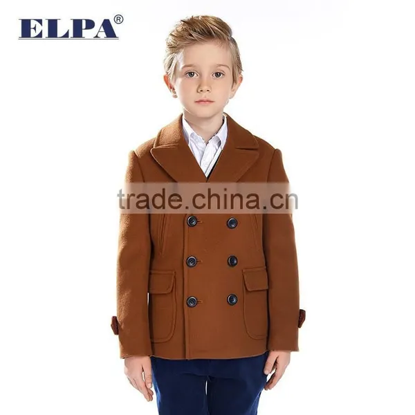 ELPA 2015 Fashion Charm Kids Warm Long Wool Overcoat Winter Dress Boy Wool Coat With Fur Collar photo-6