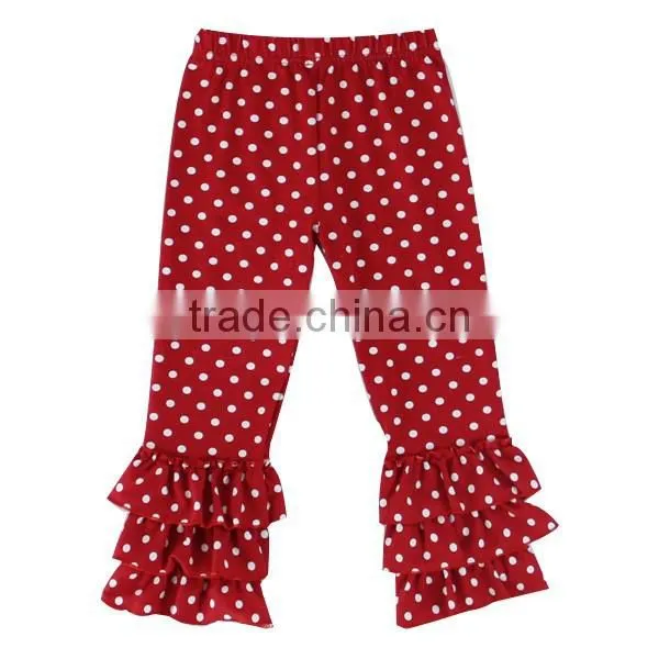 Kids Girls Polka Dot Pants Girls Triple Ruffle Leggings Cotton Full Length Fall Pants photo-5