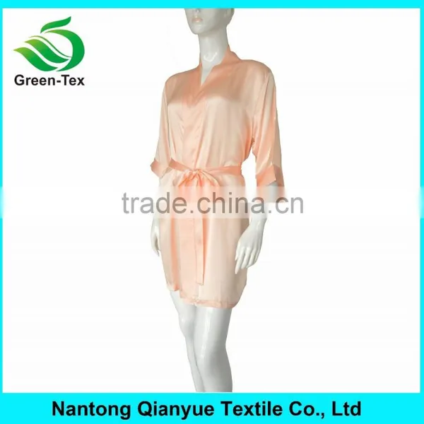 High Quantity Peach Silk Kimono Robe For Women photo-2
