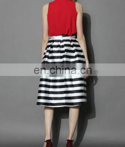 Stripes Full A-line Midi Skirt photo-4
