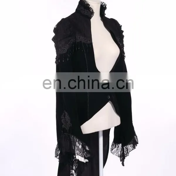 Gothic Velvet Swallow Tale Jacket With Laces and Beads photo-2