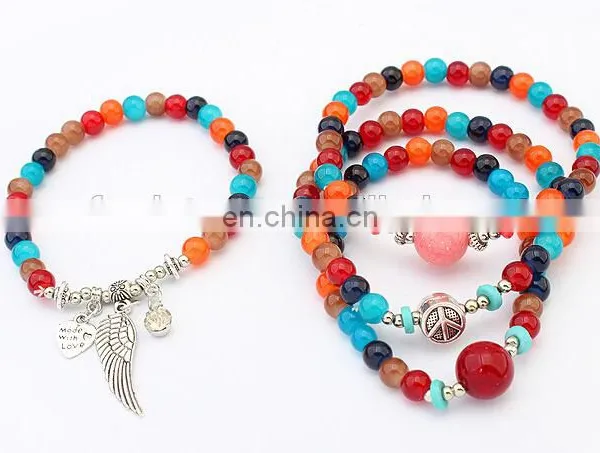 Fashion Jewelry Wings Bracelets Multilayer Classic Glass Beads Bracelet Setting photo-2
