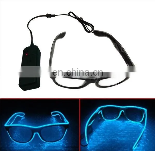 EL Glasses El Wire Fashion Neon LED Light Up Shutter Shaped Glow Sun Glasses DJ Bright SunGlasses photo-2