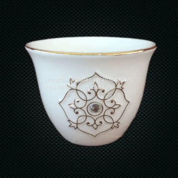 Small Good Sale Arabic Style Ceramics Cawa Coffee Cup With Gold Flower Design photo-4