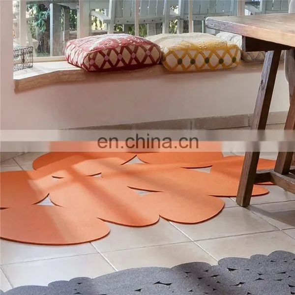 High Quality Lase Cut Green Office Different Shapes Wool Felt Modern Area Rug for Whole Sale photo-7