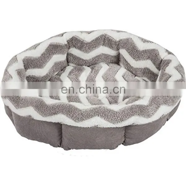 High Quality Round Pet Bed Soft Plush Fabric Dog Bed Washable Warming Bed for Pets photo-3