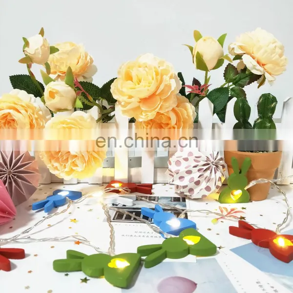 2020 New 10L Led Easter Festival Colorer Wood Rabbit Heart String Light For Home Decoration Bedroom Wall Holiday Lighting photo-3