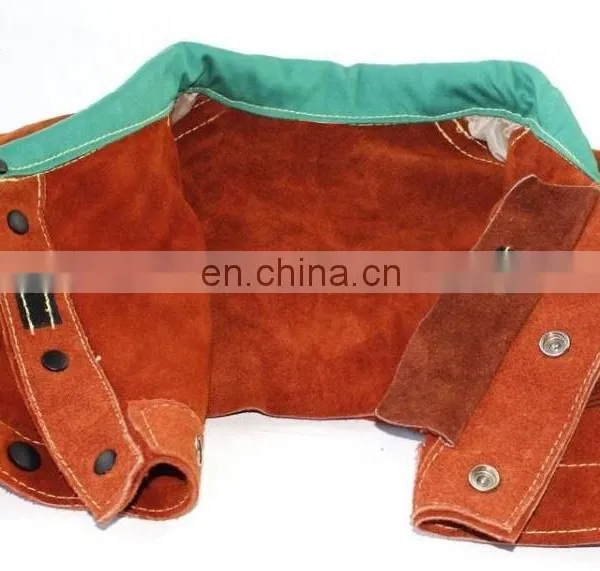 Rust Red Split Cowhide Leather Welding Cape Clothing Sleeves With Detachable Split Cow Leather Welder Apron photo-4