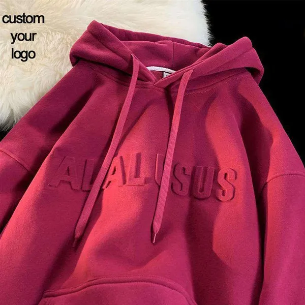500 Gsm Mix Cotton Heavyweight Oversized Cotton Polyester Custom Streetwear 3D Graphic Hoodies for Men Embossed Hoodies photo-2