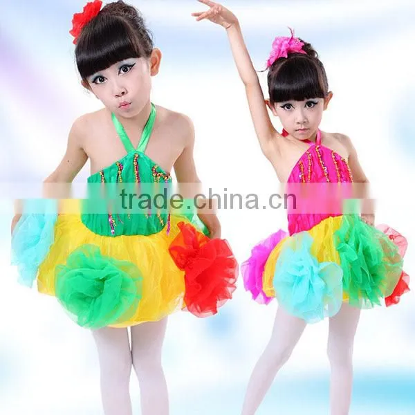 Hot New Beautiful Dance Dress Baby Girls Puffy Dresses Colorful Flower Girl Dresses