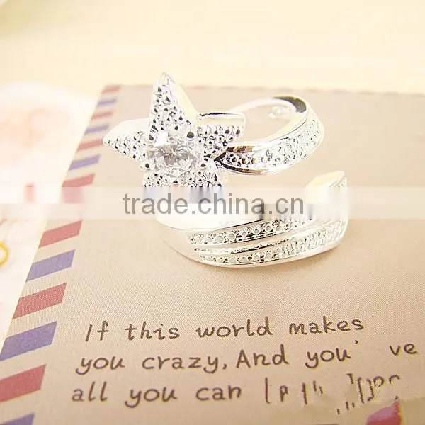 New Arrival Unisex Korea Jewelry Copper Plated With Silver Shape Star Series Ring With High Quality photo-3