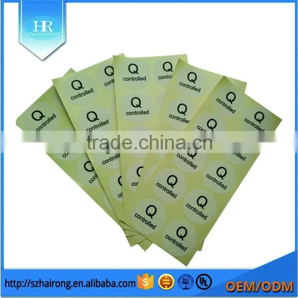Q Controlled Self Adhesive Plastic Label Sticker photo-3