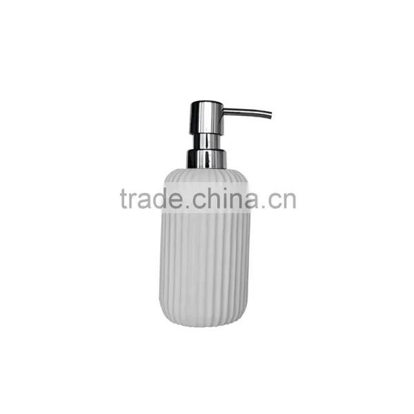White Vertical Stripes Polyresin Bathroom Accessories Set for Hotel and Home photo-2