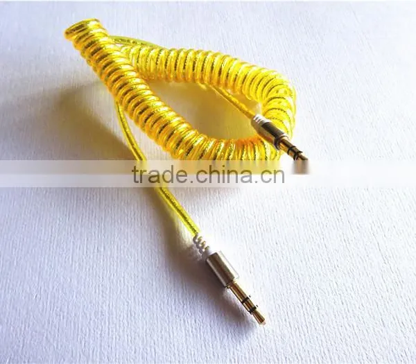 High Quality Flexible Dc3.5m to Dc3.5m Spiral Metal Transperant Cable Extend Stereo Audio Aux Cable photo-6