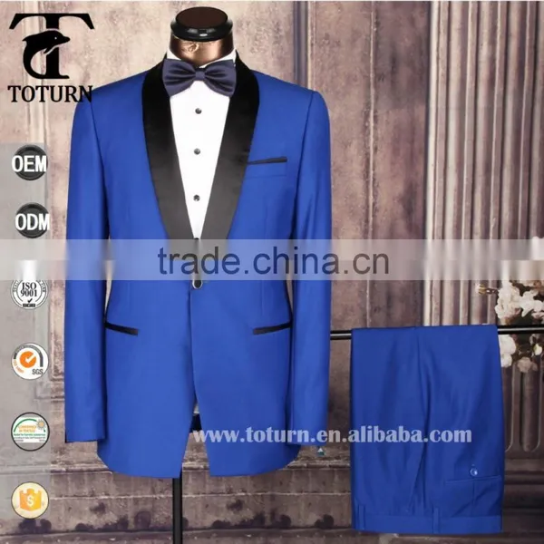 2016 New Design TR Fabric Shawl Collar Single Cut Black Men Suit for Wedding photo-2