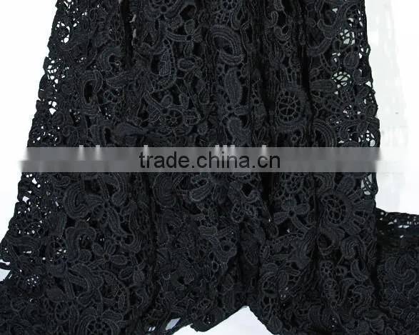 File Milk Silk Water Soluble Lace Hollow Out a Black Cloth Embroidery Stereoscopic Big-name Clothing Embroidery Fabric photo-3