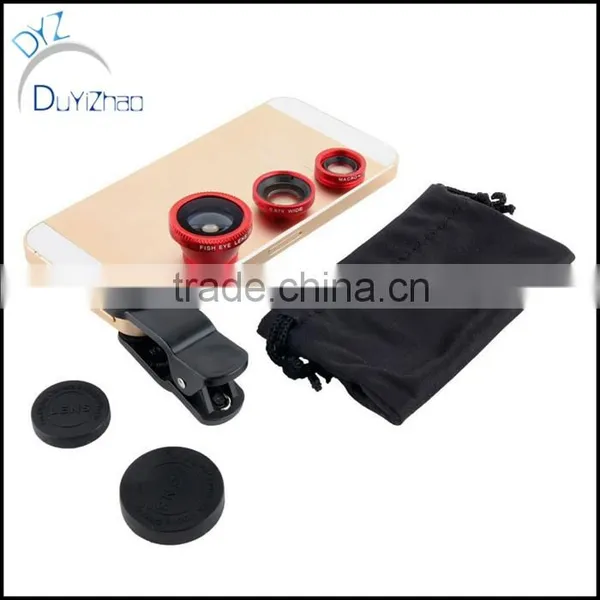New Wholesale 3 in 1 Fisheye Fish Eye +Wide Angle +macro Camera Cell Phone Lens photo-2