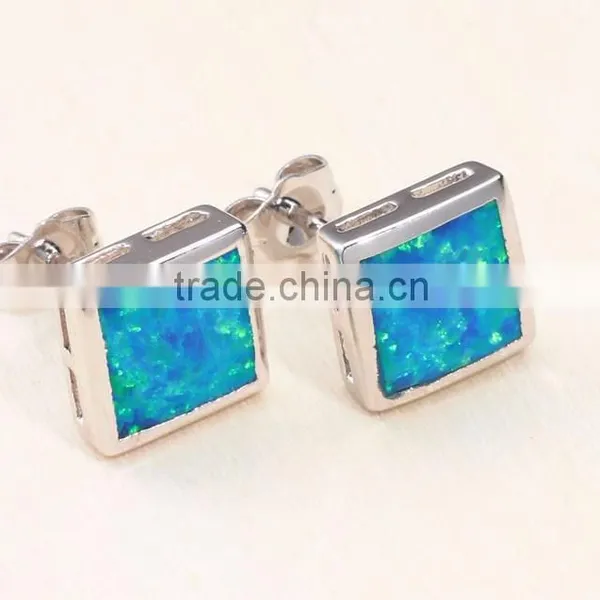 Wholesale 925 Sterling Silver Square Orange Opal Post Stud Earring photo-2