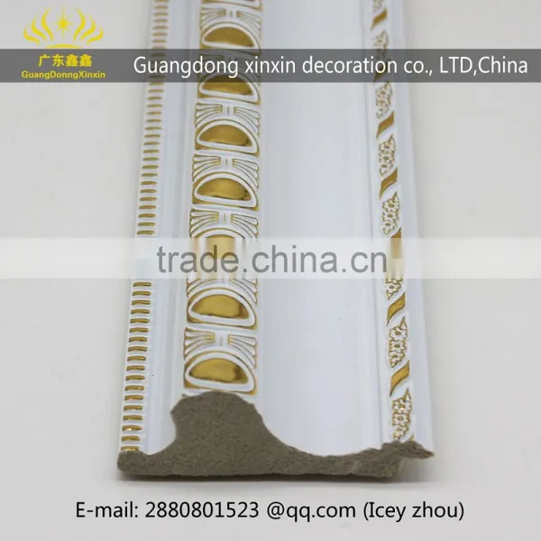 2016 New Design Wholesale WhiteGold Patterns Carved Picture Frame Moulding Waterproof ,environmental Protection photo-2