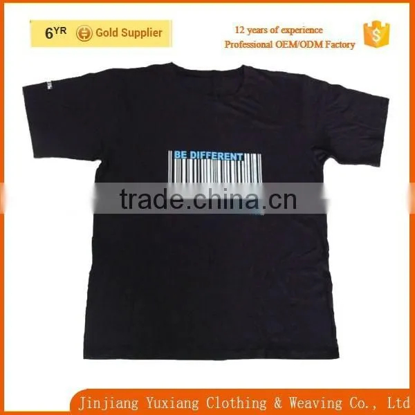 2015 Hot Sell Summer Black Cotton Round Neck Plain Tshirt Printing
