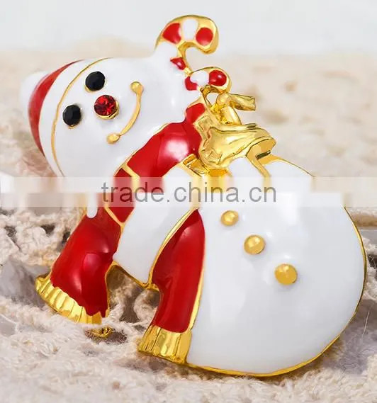 Vintage Red Hat Snowman Hold The X'mas Candy Brooch photo-2
