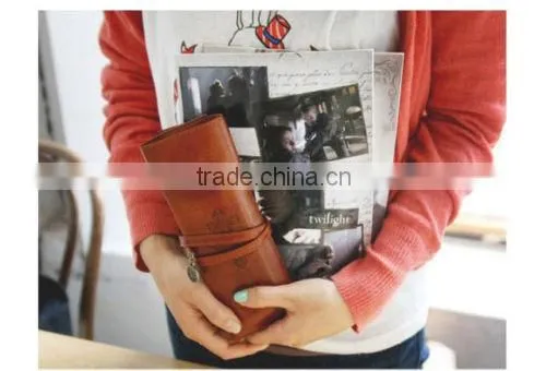 Vintage Retro Roll Leather Make Up Cosmetic Pen Pencil Case Pouch Purse Bag photo-5