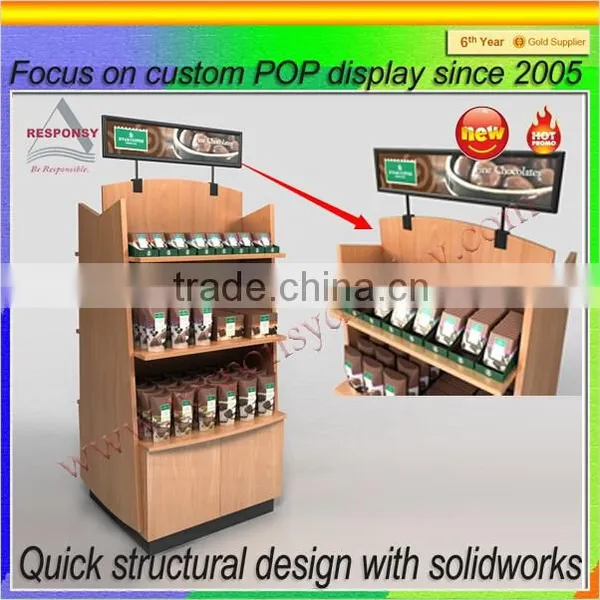 Floor Stand for Chocolate Point of Purchase Wood Board Display photo-3
