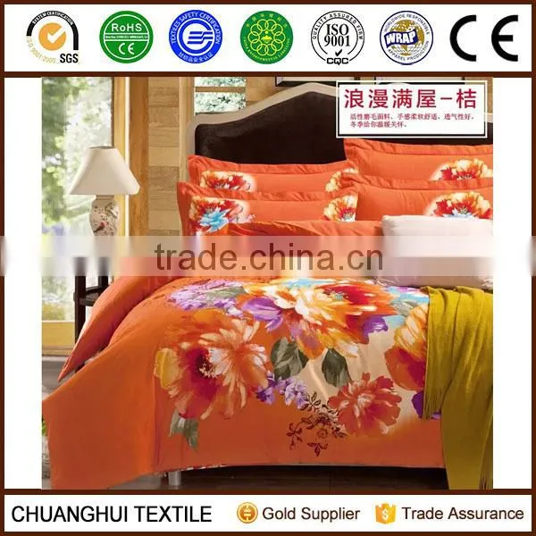 Flower 3d Printing Microfiber Fabric Chinese Bedding Set Quilt Cover Sheet and Pillow Case