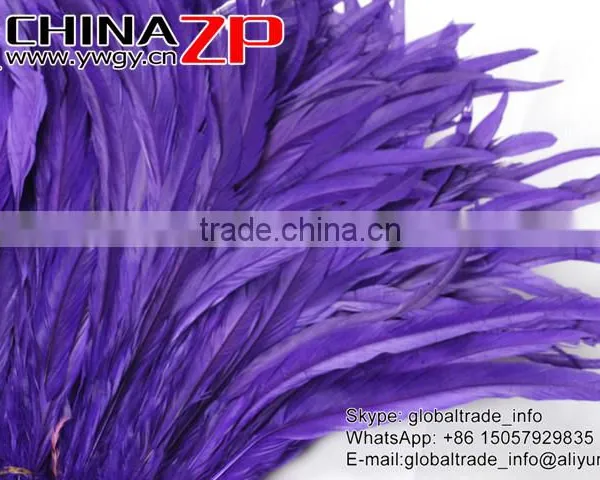Top Supplier ZPDECOR Wholesale 35-40cm Length Good Colored Royal Purple Fully Dyed Rooster Chicken Feathers for Sale photo-4