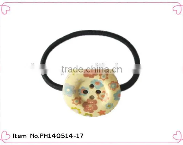 2014 Hot Sale Girls Elastic Hair Ties With Button photo-3