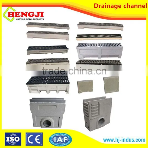 Professional Polymer Concrete Drainage Channel With Stain Steel Galvanized Grate EN1433 Standard Linear Drains for Tile Showers