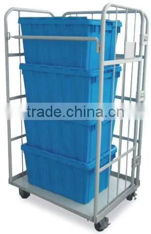 4 Sides Steel Cargo Storage Cage Roll Containers With Wheels photo-3