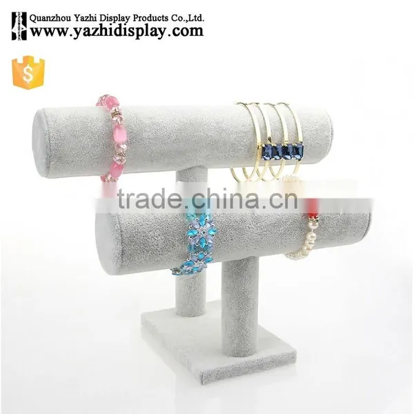 Jewellery Store Practical Wood Tabletop 2-Layer Commercial Bracelet Watch Display Velvet Jewelry Stand photo-2