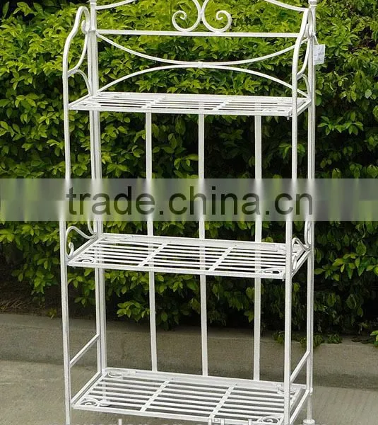 Hand Made Lovely Antirust 3 Tier Metal Flower Shelf photo-5