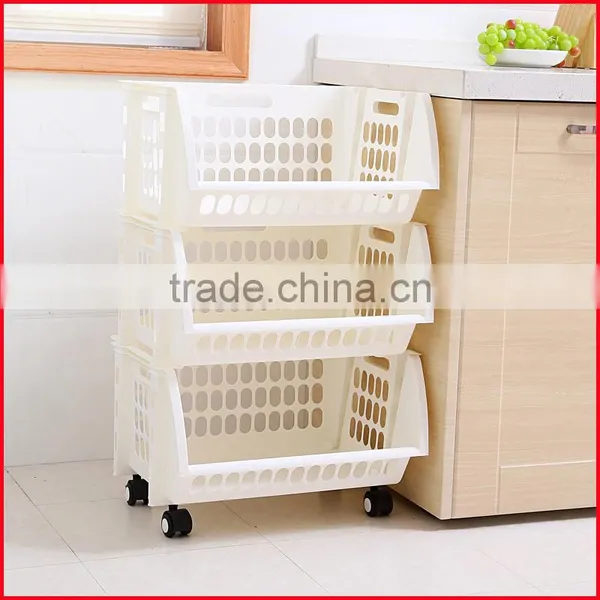 Plastic Stacking Stackers Storage Baskets Veg Rack 3 Tier Vegetable photo-5