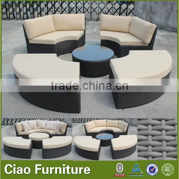 Modern Garden Sectional Sofa Furniture Outdoor Rattan Round Sofa photo-2
