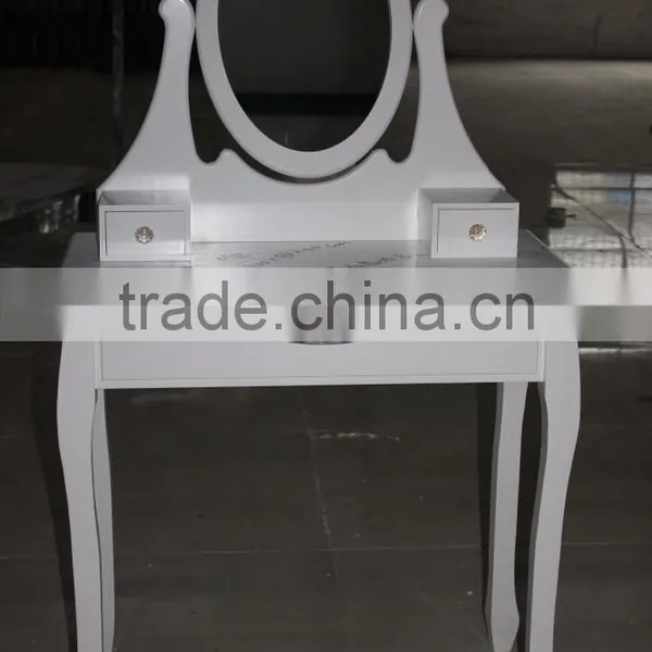Roundhill Furniture Ashley Wood Make-Up Vanity Table and Stool Set White photo-4