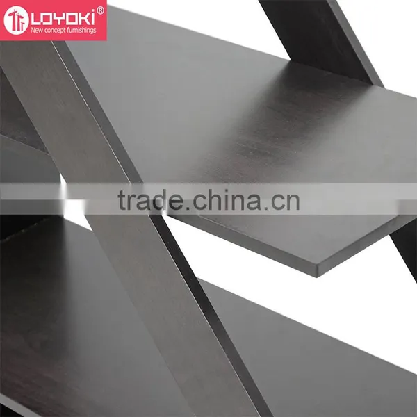 2016 New Design Triangle Shape Book Display 4 Tiers Book Rack for Living Room Easy Assembly Wood Bookshelf photo-3