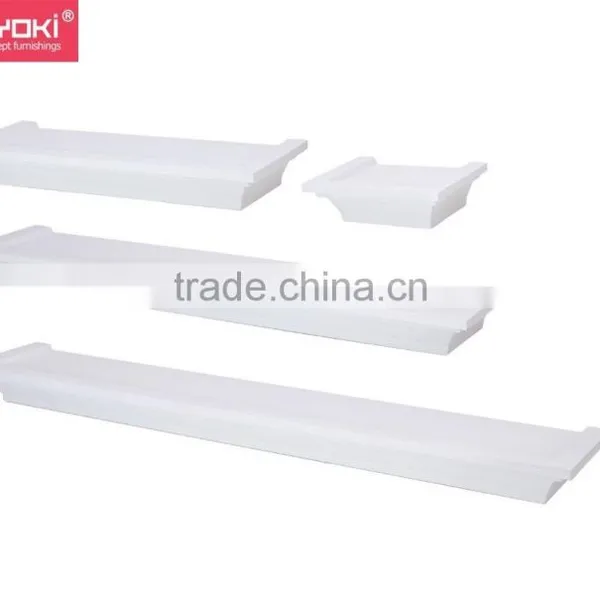 Set of 4 Wood Contemporary Floating Wall Shelf photo-2