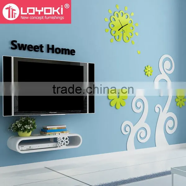 Home Furniture Wall Mounted Audio/Video Console New Design MDF Wood Practical Wall Shelf With Carving Flower TV Console photo-3