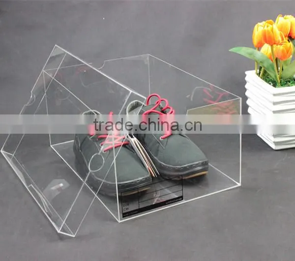 Customized Plastic Cosmetic Stroage Shoes Boxes Cube 2016 New Acrylic Large Travel Shoes Organizer Wholesale JYSB-16507 photo-2