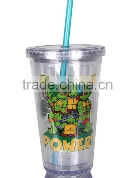 16OZ LED Light Double Wall BPA Free Plastic Tumbler With Straw photo-2