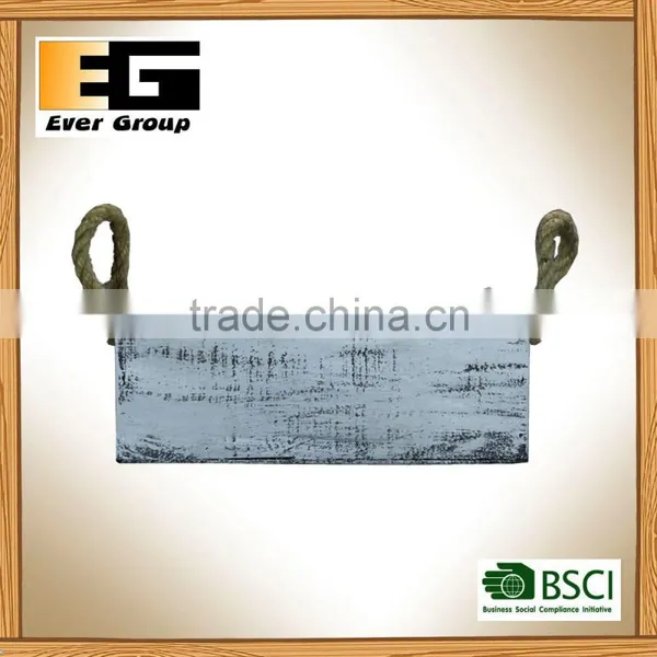 Rectangle Shape Wooden Pot Planters With Rope Handles photo-3